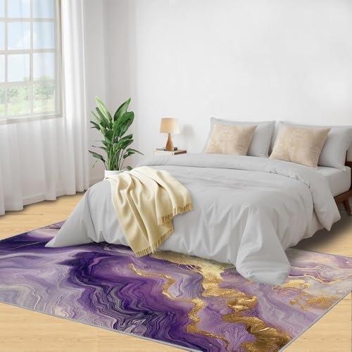 Tapis en marbre abstrait lavable pour protéger le sol du salon - 4