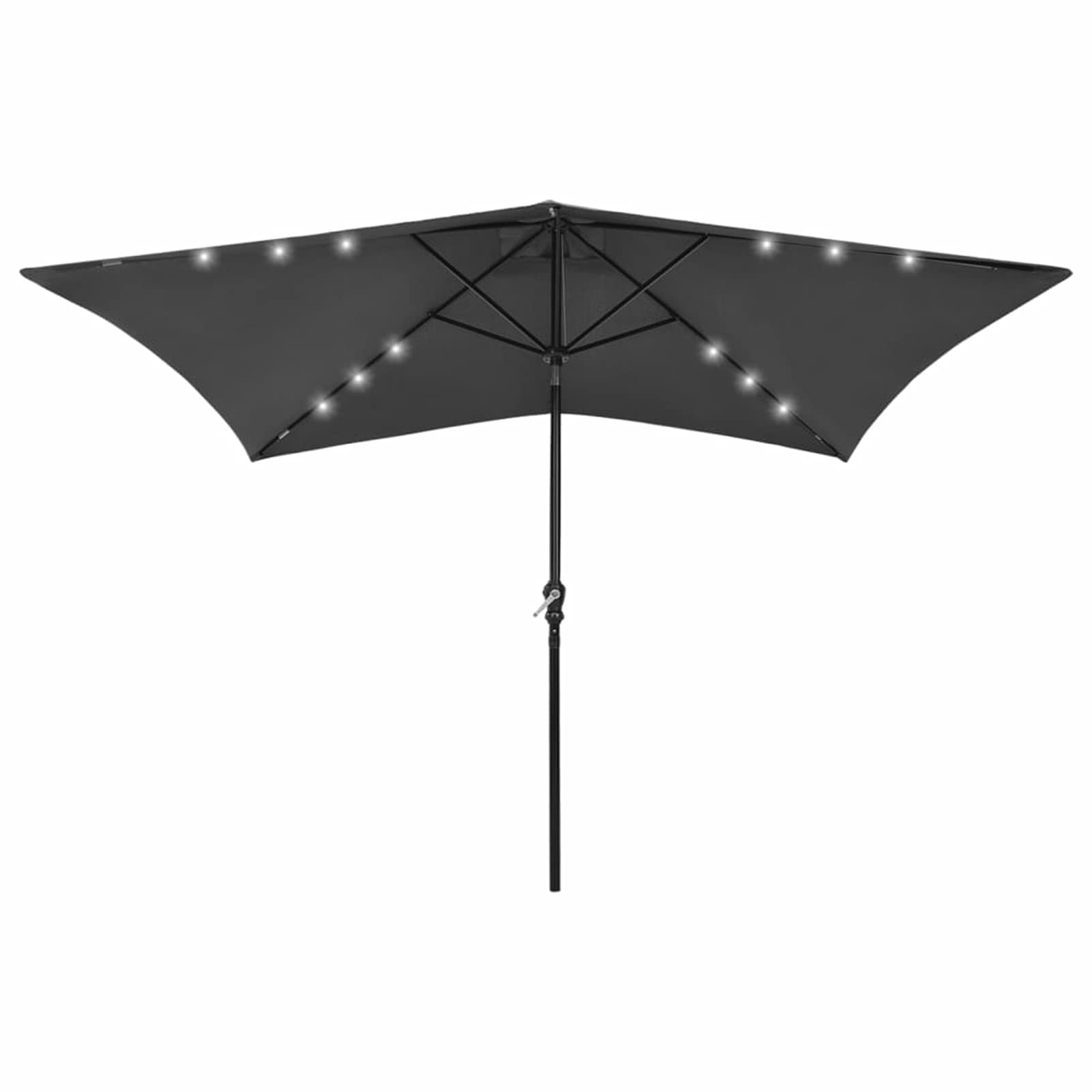 Homgoday Sombrilla de jardín con LED y Palo de Acero Antracita 2x3 m Sombrilla de Jardín,Protección UV Sombrilla Jardín Grande Orientable Jardín Parasol Balcón