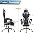 PayLessHere Ergonomic Racing Desk Chair Computer Chair Gaming Chair with Footrest Lumbar Support Headrest Armrest Task Rolling Swivel Ergonomic E-Sports Adjustable PC Gamer Chair, White