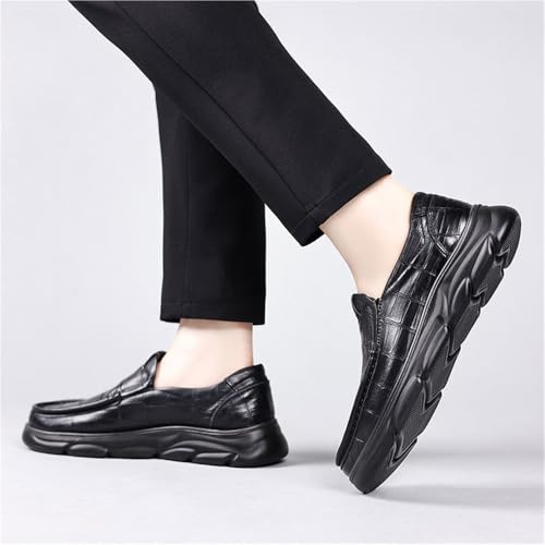 Men's Genuine Leather Loafers Slip-On Business Casual Spring Arrival Anti-Slip Chunky Sole Comfortable Dad Shoes3