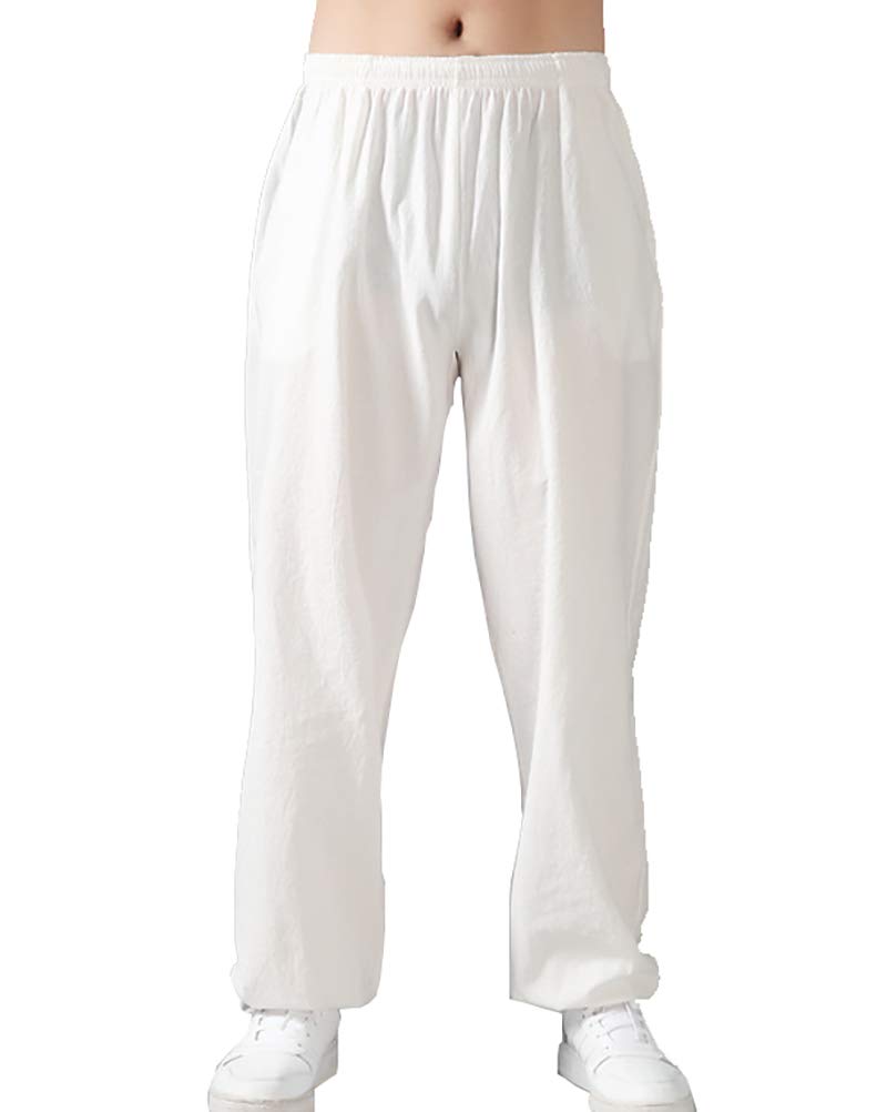 Pantaloni Tai Chi Abbigliamento Cotone e Lino per l'Uomo Uniforme Qi Gong e Kung Fu Abiti da Arti Marziali Donna Yoga
