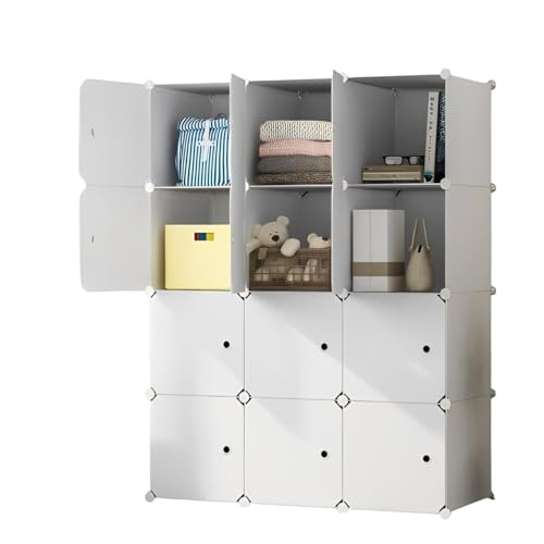 Image of BucketList 12-Door Plastic Sheet Kids Wardrobe Storage Rack - Organizer for Clothes, Kids Furniture, Living Room, Bedroom, Small Accessories (12 Box White Plain)
