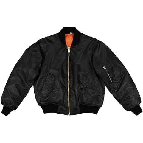 Army Universe MA-1 Air Force Military Bomber Flight Jacket (Black, Size Large - Chest 41" - 45") Cover