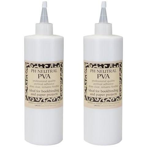 Lineco Books by Hand pH Neutral Adhesive, Archival Quality Acid-Free Dries Clear and Quick Water Soluble Lay-Flat Property, 16 Ounces (Set of 2) Cover
