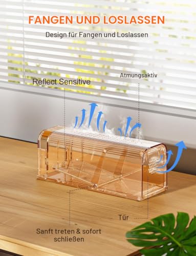 TAKRINK Mausefalle Lebend 2er Set, Lebendfalle Maus, 17 cm – Ansicht 3