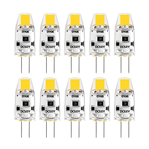 LJFLI 10pcs G4 LED Bulb 12V DC Dimmable COB LED G4 Lamp Light Bulbs 360 Beam Angle No Flicker 10W 15W Halogen Lamp,Warm White 3000K