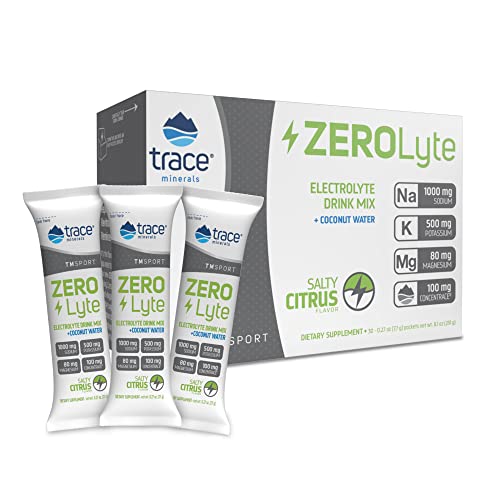Trace Minerals Zerolyte (Salty Citrus) | Electrolyte Drink | Powerful Hydration, Immunity & Energy Support With Sodium & Essential Vitamins & Minerals | Sugar Free, Gluten Free, Vegan | 30 Packets #TOP7