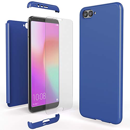 NALIA Coque Integrale Compatible avec Huawei Honor View 10, Ultra-Fine Housse Avant & Arrière Protection avec Verre Trempe, Rigide Mince 360-Degrées Cover Etui Hard-Case Bumper, Couleur:Bleu