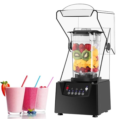 Frullatore silenzioso con rivestimento acustico, lama da 17000 giri/min per frullati, tritaghiaccio, 5 preset, autopulente, ideale per frutta e uso professionale