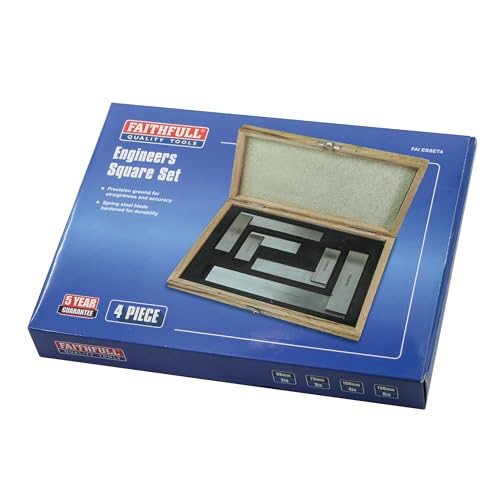 Faithfull Engineers Steel Try Square Set 4 Piece - 50,75,100,150mm (2in, 3in, 4in, 6in), Precision Ground, Hardened Steel Blade, Accurate Marking, Measuring & Layout Tools in Wooden Storage Case 7 Faithfull Engineers Steel Try Square Set 4 Piece - 50,75,100,150mm (2in, 3in, 4in, 6in), Precision Ground, Hardened Steel Blade, Accurate Marking, Measuring & Layout Tools in Wooden Storage Case - Image 7
