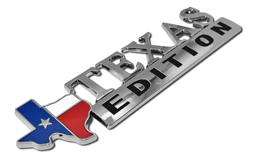 Image of Elektroplate Texas Edition OEM Chrome Emblem for Cars, Trucks, and All Auto | Universal Fit at 7.0 inch x 2.25 inch | Weatherproof