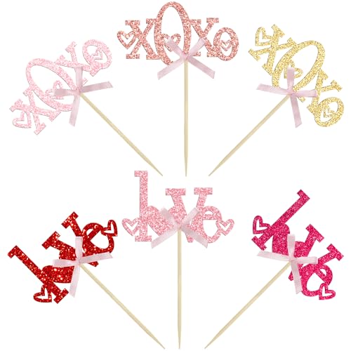 Décoration cupcake Saint-Valentin paillettes chic - Lot de 24 - 3