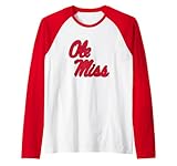 Elite Authentics Mississippi Ole Miss Rebels Icon Logo Officially Licensed Raglan Baseball Tee - Blue - XX-Large - Women's Classic Fit Cap Sleeve Raglan T-Shirt