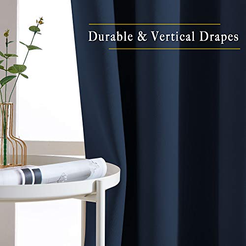 Nicetown Blackout Navy Curtains 63 Inch Length - Window Treatment Energy Saving Thermal Insulated Room Darkening Solid Grommet Vtical Drapes For Living Room (Navy, 1 Pair, 46 By 63-Inch) #TOP4