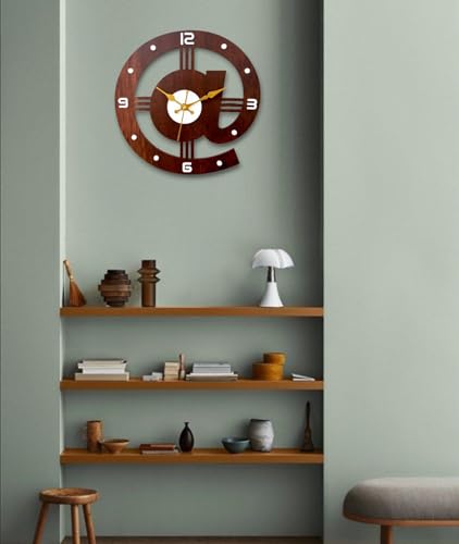 Image of cozyloom Modern Wooden Wall Clock for Living Room Decorative Analog Wall Clock with Wooden Design for Home Office Bedroom Wall Decor (Brown, Round Design)