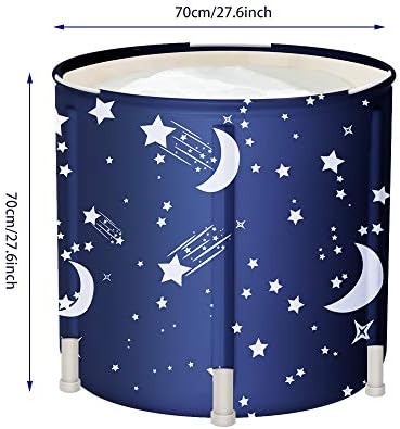 SMONTER 70X70 Portable Bathtub for Recovery, Foldable Free Standing Soaking Bath Tub Easy to Install, Eco-Friendly Bathtub Bathroom Spa,Thickening with Thermal Foam to Keep Temperature, STAR-MOON