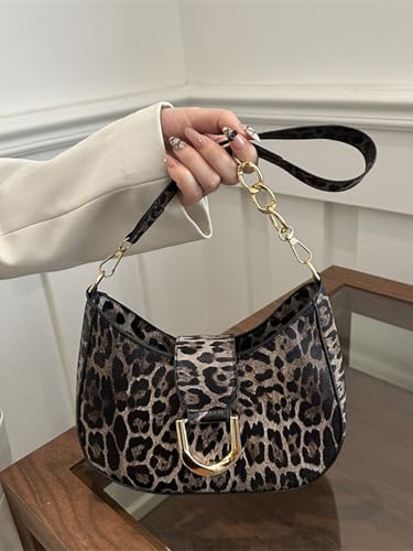MakeMeChic Women's Leopard Print Shoulder Bag Zipper Y2k Underarm Handbag2