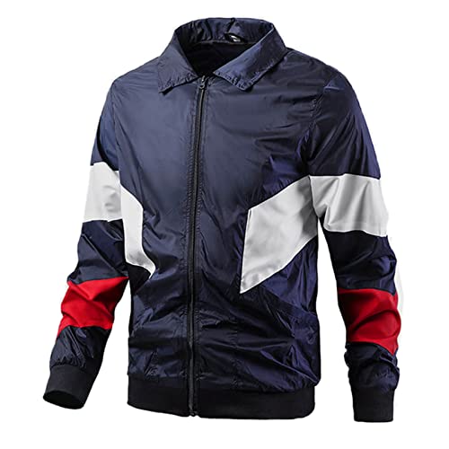 Mens Bomber Jacket Lightweight Breathable Rainproof Windbreaker Hooded Coat - image 5