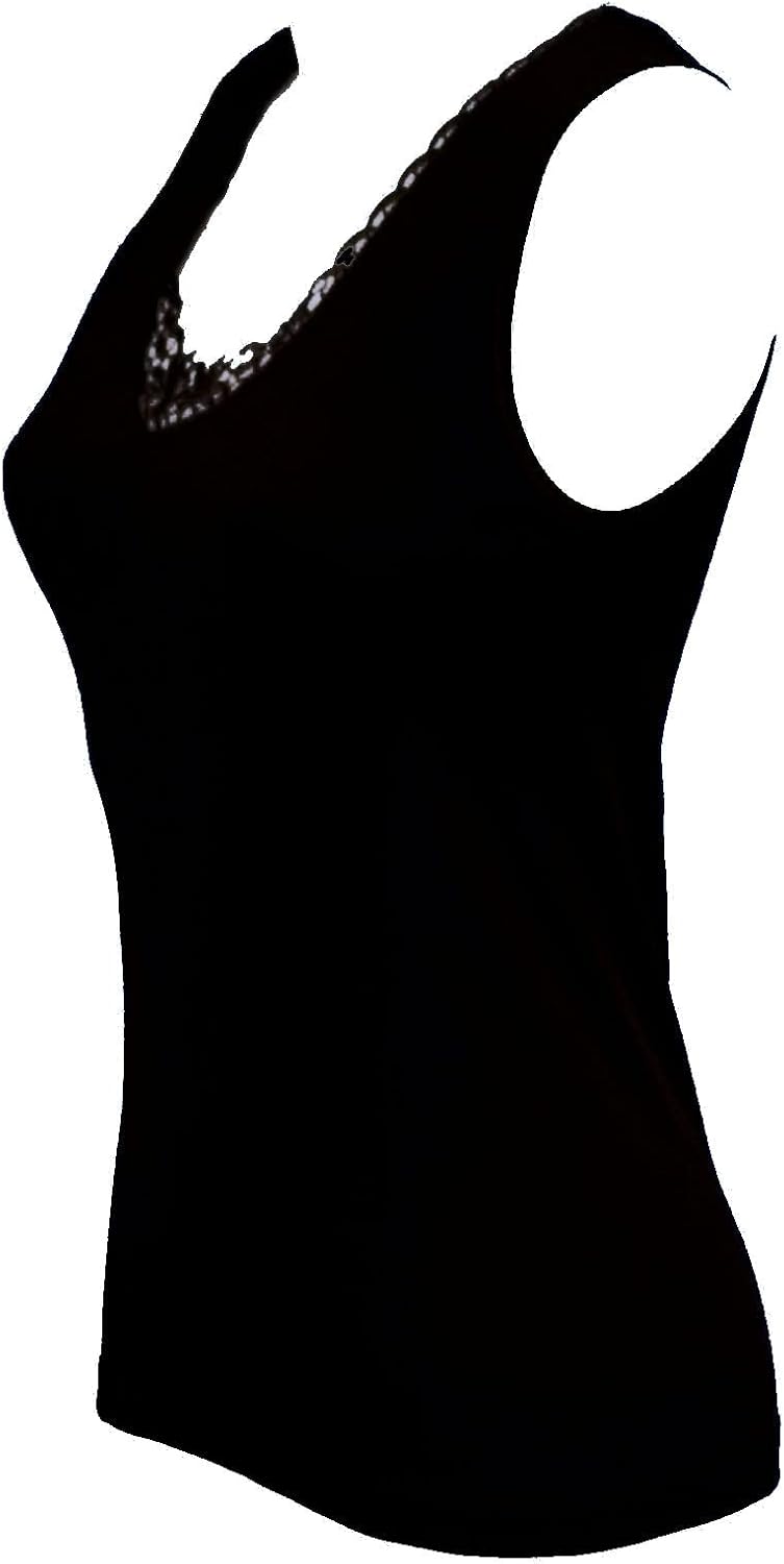 Fontana Intimo – 4 Canotte Donna Spalline Sottili Con Pizzo – 100% Cotone – Nuove Con Etichette