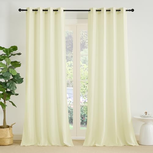 NICETOWN Non-See-Through Privacy Beige Sheer Curtains 84 inches Long 2 Panels, 52" Wide Grommet Window Curtains Drapes for Living Room Bedroom- Home Decoration Light Filtering Elegant Window Drapes