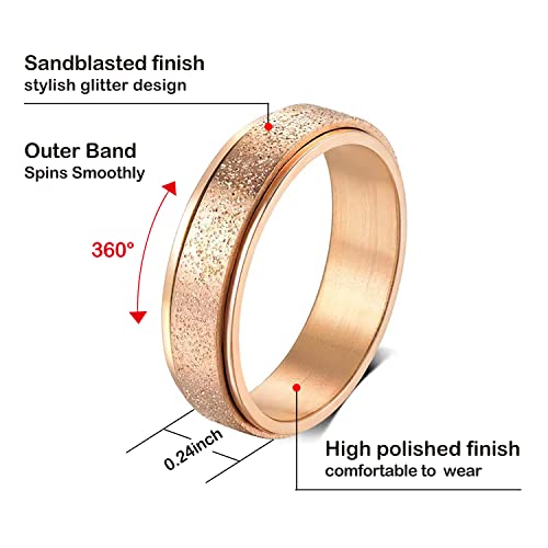 Fekang Anxiety Rings Fidget Rings For Women Stress Relief Spinner Rings For Teen Girls Stress Rings 4Pcs 6Mm Titanium Steel Rings Size 5-12 (5, 6Mm Spinner Rings 4Pcs) #TOP6