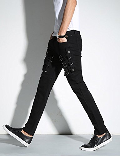 Mens Motocycle Hip Hop Skinny Rock Punk Pants2