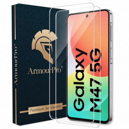 Image of ArmourPro 3D Borderless Tempered Glass for Samsung Galaxy M47, Set of 2 HD Clear Screen Protectors with 3D Curved Edges, 9H Hardness, Oleophobic Coating, Case Friendly