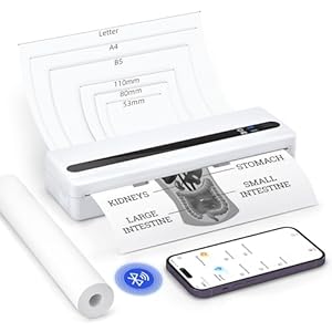 BORN4SHIP Portable Printer Wireless for Travel, PB821 Bluetooth Thermal Printer A4 with 3 Rolls of Thermal Disposables, Inkless Printer Compatible with iOS, Android, Laptop for Office, Car, Home