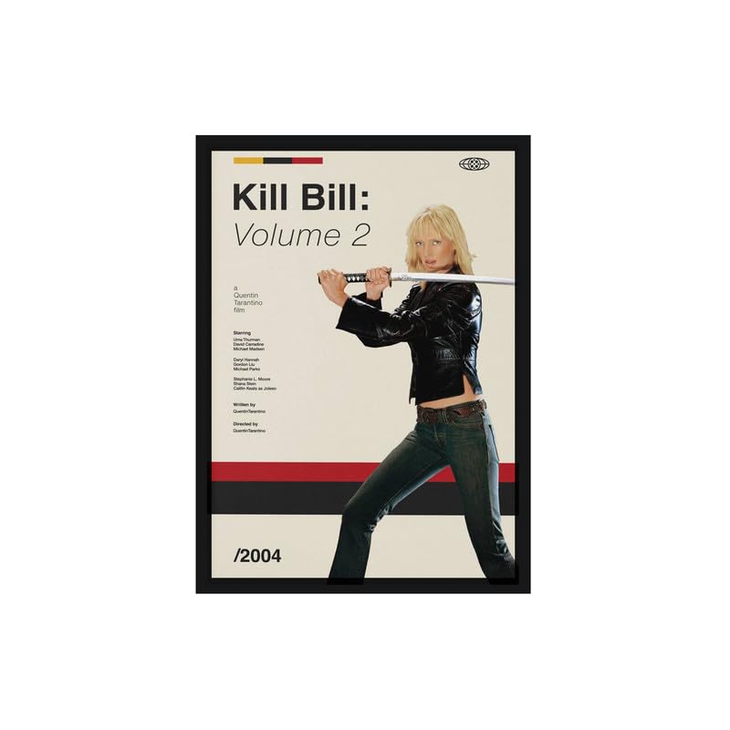 Image of BLINKART Kill Bill Volume 2 Vintage Movie Poster Frame 8x12 Inch | Premium 300 GSM Paper Wall Print | Mid Century Vintage Film Artwork for Home, Bedroom, Living Room, Office | Framed Photo Decor
