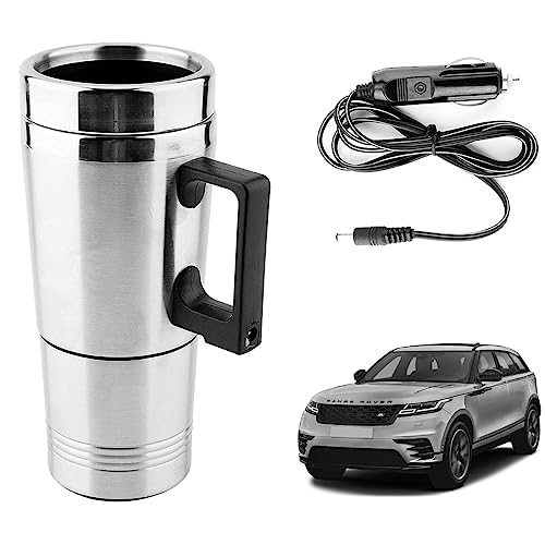 Image of Oshotto 12V Stainless Steel Car Heating Kettle /Mug, Travel Friendly electric Tea /Coffee maker Compatible with Land Rover Range Rover (300ml) - Silver