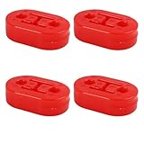 4 Stück Auspuffhalterungen 2 Löcher, Auto Auspuff Aufhänger 2 Loch Universal Gummi Auspuff Halterung Schalldämpfer Universal Auspuffgummi Auspuffrohrhalter (Rot)