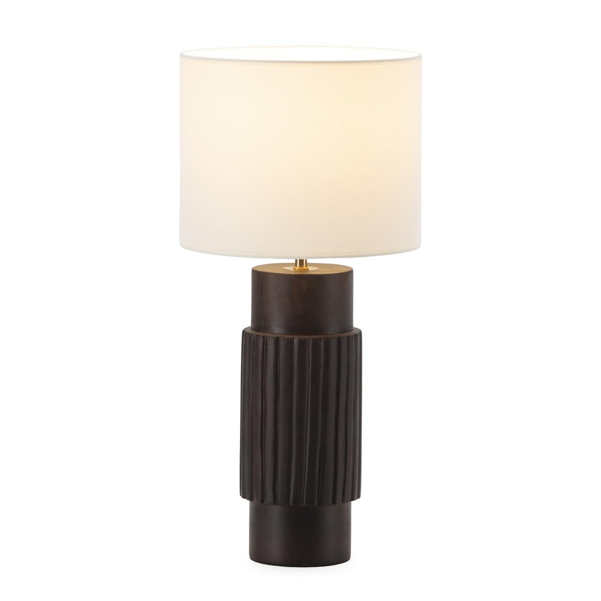 Lampe à poser en bois de noyer chic et design épuré en métal doré pour bureau moderne
