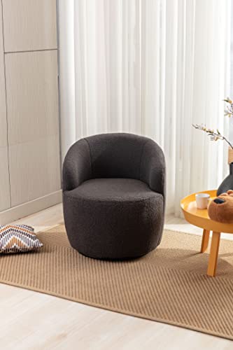 Sillón redondo tapizado teddy moderno gris oscuro miniatura 3