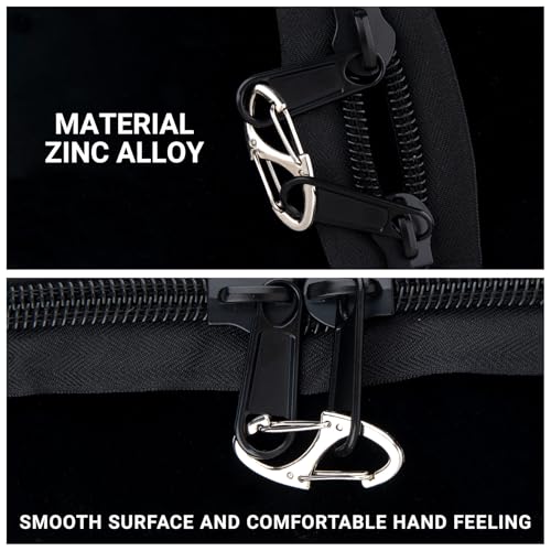 Image of 8 Pcs Zipper Clips Anti Theft Deterrent, Dual Opening Zippers Pull Replacement, Zipper Locks for Backpacks, Camping, Suitcases (Silver+Black)