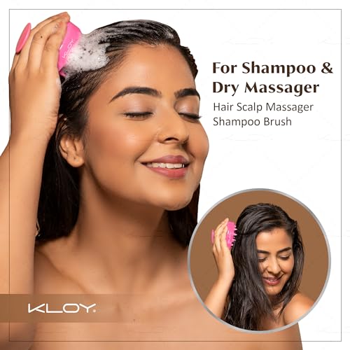 Image of KLOY Round Hair Scalp Manual Massager Shampoo Hair Brush, Super Soft Bristles for Exfoliating, Anti-Dandruff (Pink)