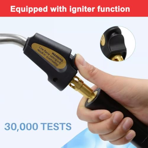 Image of Propane Torch Hand Hose, Mapp Gas Torch,Hose Length 1.5 M /60 INCH-With Hook | Powerful Vortex Flame for Brazing Copper Pipes, CGA600 Fuel Compatibility, For HVAC and Plumbing