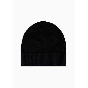 Armani Exchange Women's Knit Beanie Hat, Black, One Size at