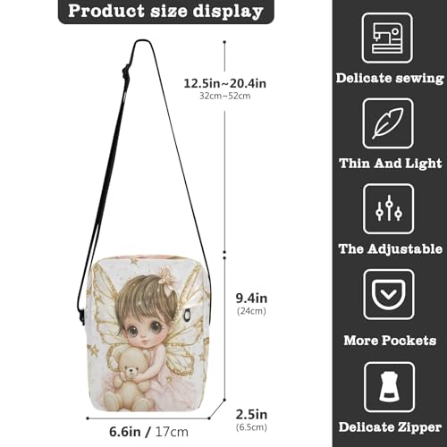 Cute Baby Golden Wings messenger bag for women shoulder bag crossbody Shoulder Handbags Adjustable Strap for Shopping business3