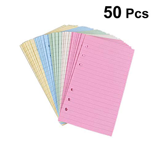 Toyandona 50 Seiten A6 bunt, 6 Löcher, liniert, lose Blätter für Notizbuch