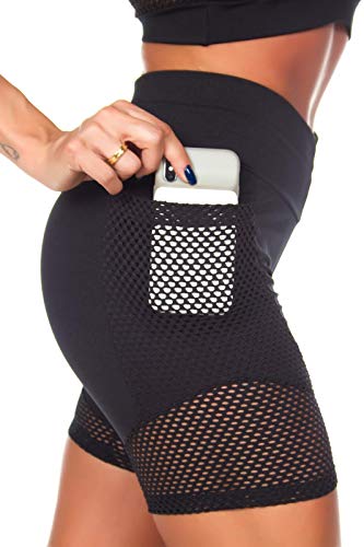 Conjunto Fitness Dily Top e Short Com Tela 1483 + 1416 Tamanho:M;Cor:Preto;Gênero:Mulher