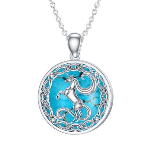 Unicorn Necklace Natural Turquoise 925 Sterling Silver Unicorn Pendant Unisex Adult Fantasy/Mystical Necklace