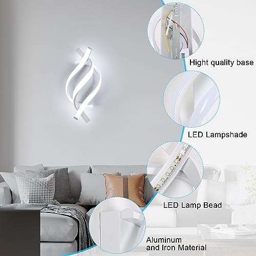 Dorlink Modern LED Wall Light 22W White Spiral Aluminum Modern LED Wall Lamp - Image 3