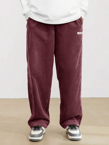 Image of KOTTY Men's Solid|Button|Wide|Loose fit|Corduroy Trousers & Pant for Men