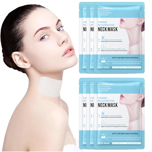 NHQZ 6 Piezas Mascarilla Cuello, Mascarilla de Colágeno, Mascarilla Lifting Cuello, Mascarilla Cuello Hidratante, Parche Cuello Antiarrugas, Parche Cuello, Hidratante, Antienvejecimiento