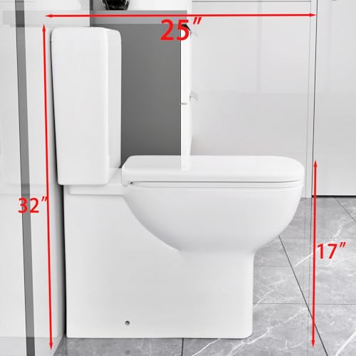 Inodoro de dos piezas WinZo WZ5813 con descarga trasera, diseño cuadrado, doble descarga 1.1/1.6 GPF, descarga horizontal, para baño, blanco miniatura 5