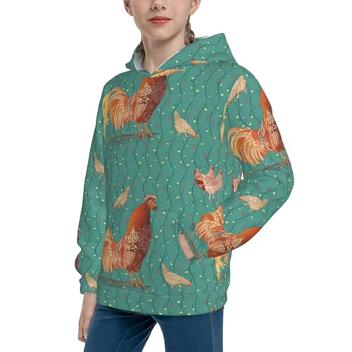 Rooster and a Hen Kid Hoodies Boys Sweatshirts Girls Pullover with Pocket2