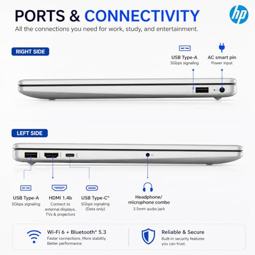 Image of HP 15.6 inch FHD IPS Touchscreen Laptop, Intel Core 7 150U, 16GB DDR5 RAM, 256GB SSD, 2026 Edition, Copilot Key, Wi-Fi 6, Numeric Keypad, Windows 11, Thin & Lightweight Laptop for Business & Students