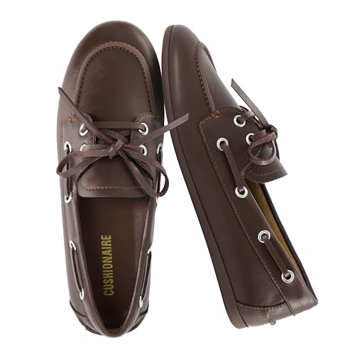 CUSHIONAIRE Anchor Lightweight Boat Shoes for Women | Slip-On Moccasin Loafers with Nautical Design...