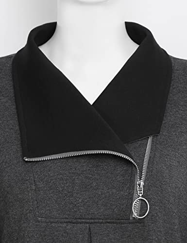 Image of VALOLIA Women's Casual Swing Sweatshirt Long Sleeve Zipper Lapel Fashion Pullover Tunic