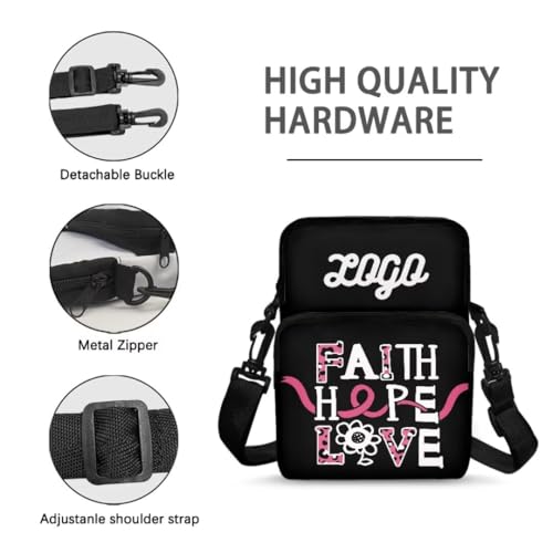 Image of Crossbody Bag for Women Sling Purse Pink Ribbon Cell Phone Holder with Straps